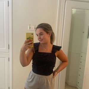 Navy suede ruffle tank top size small